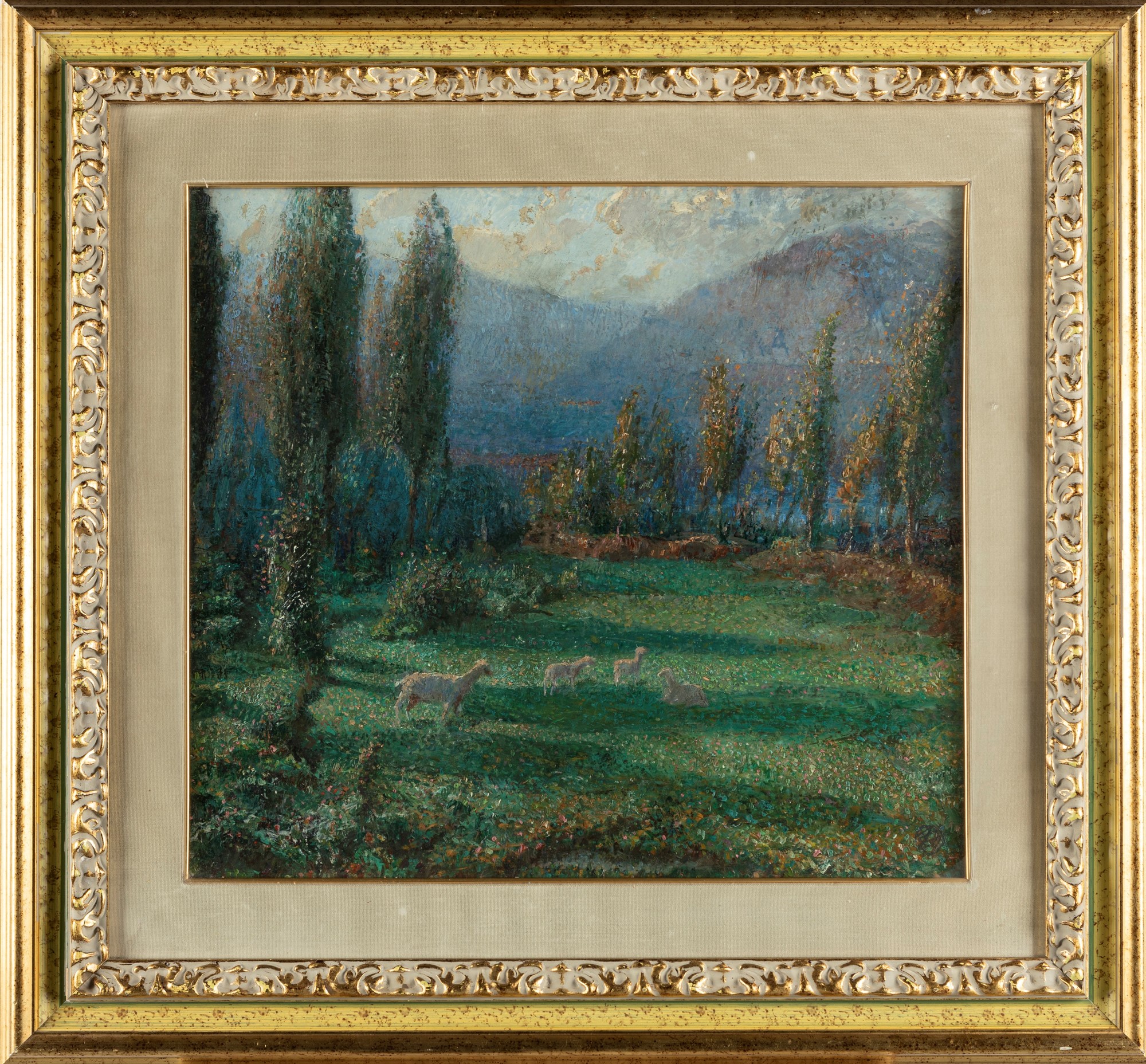 Angiolo D'andrea - Al pascolo, olio su legno