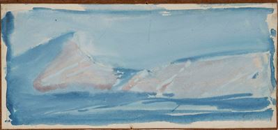 Montagne, tempera e matita su carta applicata su masonite