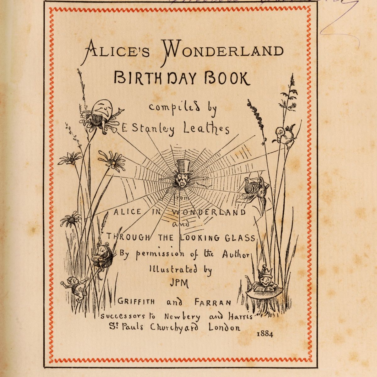 Lewis Carroll - Alice's Wonderland Birthday Book, compilato da E. Stanley Leathes, 1884
