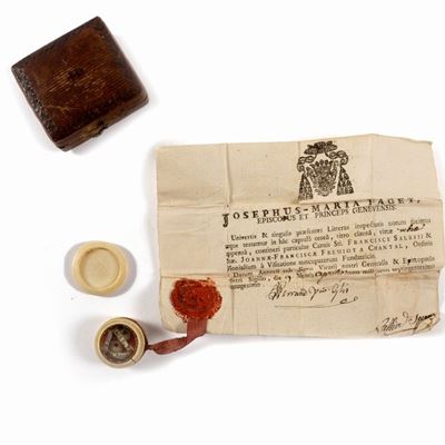 Francesco di Sales e Jeanne-Françoise Frémyot de Chantal, Reliquia in osso con certificazione del...