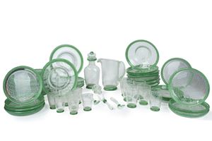  - Transparent Murano glass service with bubbles consisting of forty-eight pieces, circa 1930