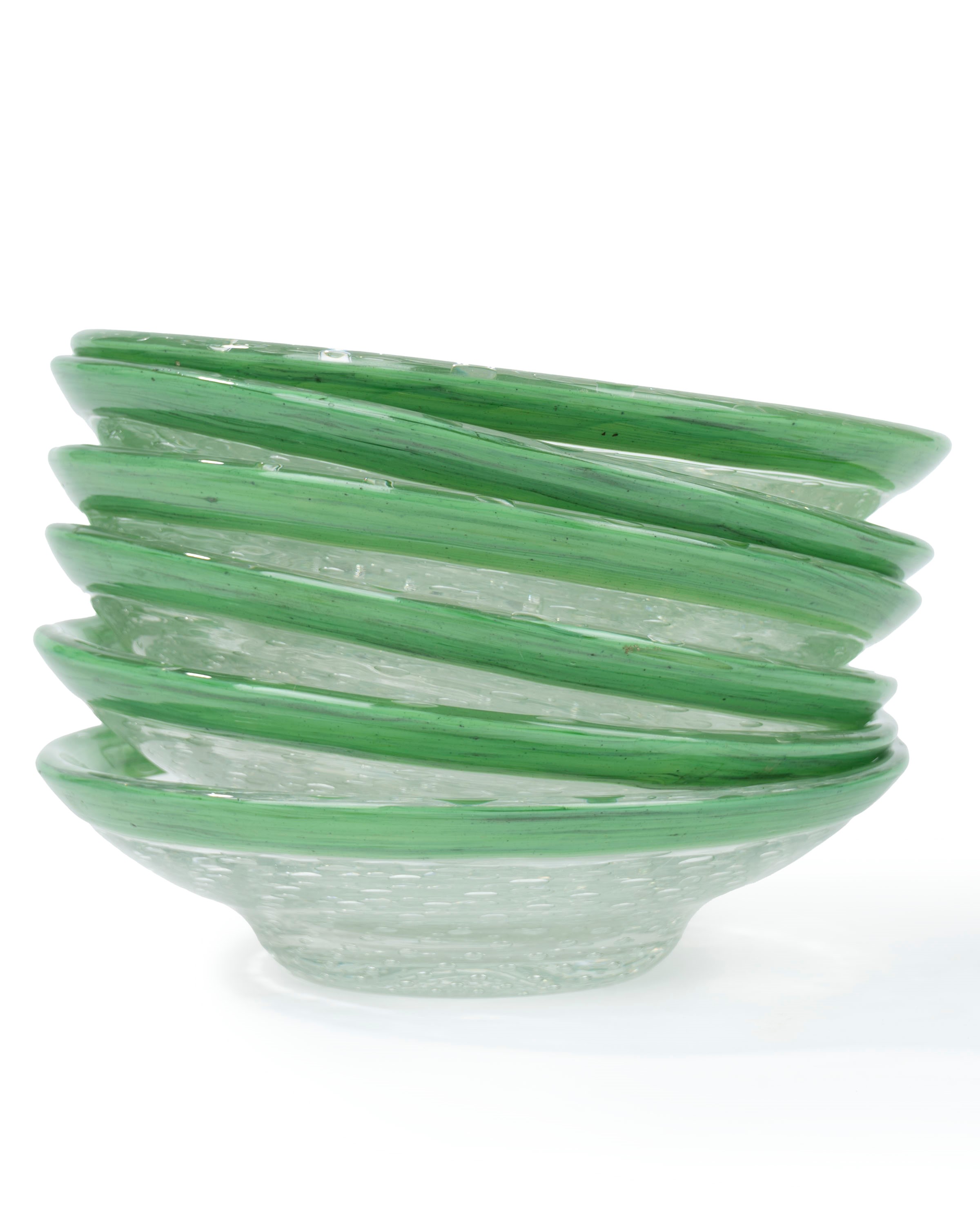 Servizio in Vetro di Murano Trasparente con Bolle e Finiture in Pasta di Vetro Composto da Quaran...