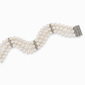 Bracciale in perle e diamanti
