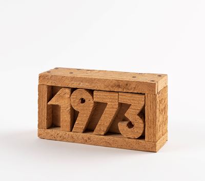 Calendario 1973, multiplo in legno, edizione 25/35