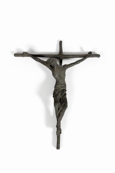 Crocifisso in bronzo patina bruna