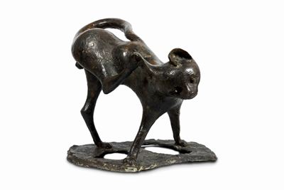 Gatto, bronzo patina bruna, 1953