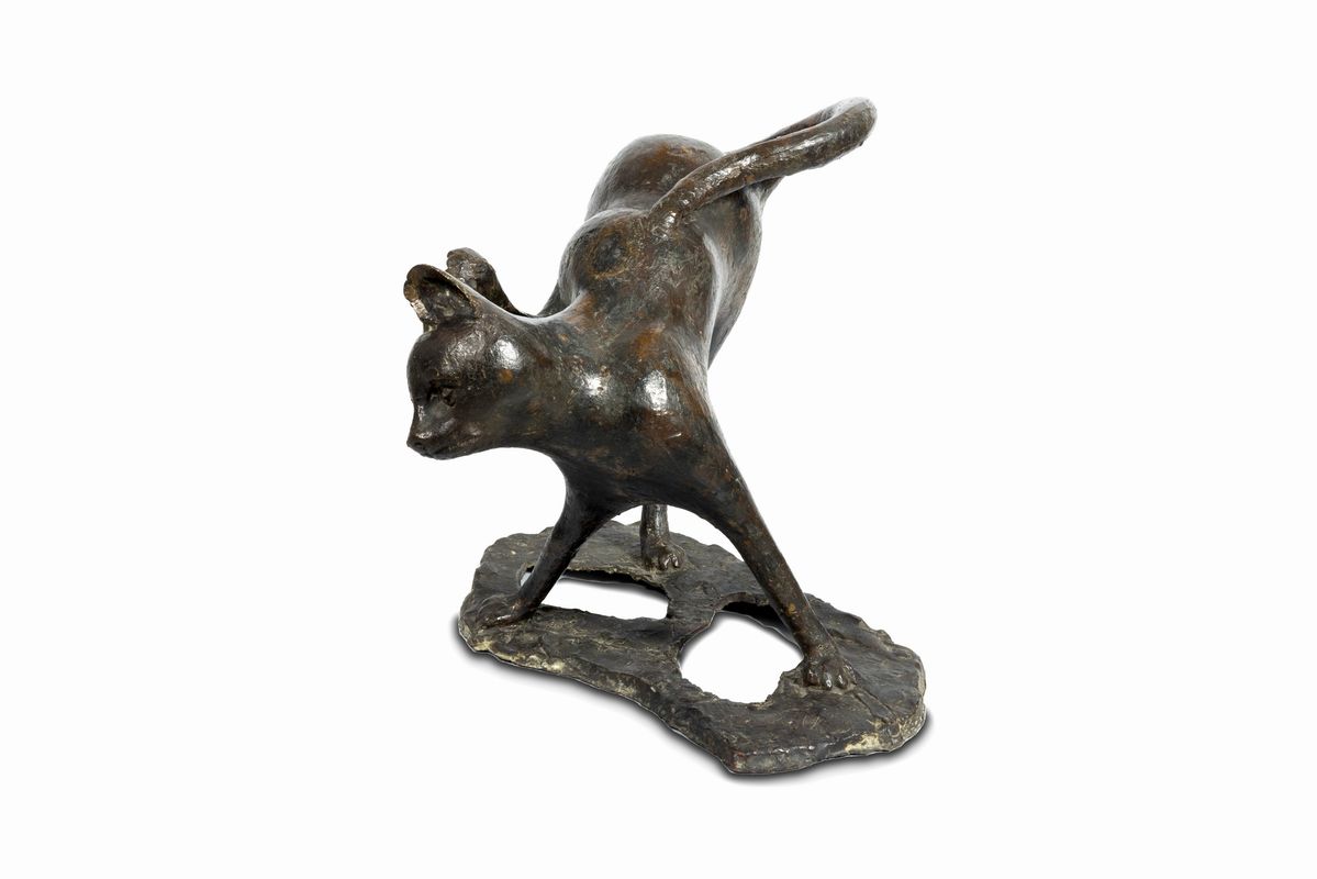 Pericle Fazzini - Gatto, bronzo patina bruna, 1953