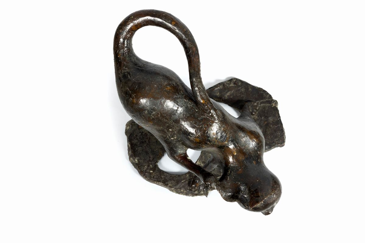 Pericle Fazzini - Gatto, bronzo patina bruna, 1953