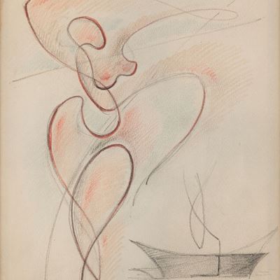 Figura femminile (matite colorate su carta)