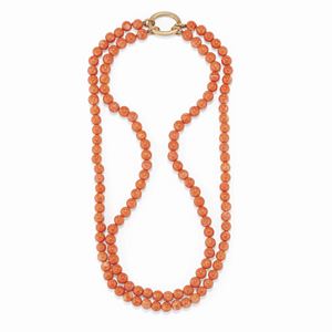 A 18K red gold and stones necklace and metal pocket watch
