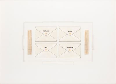 Lettres pour les oiseaux, tecnica mista e collage su cartoncino