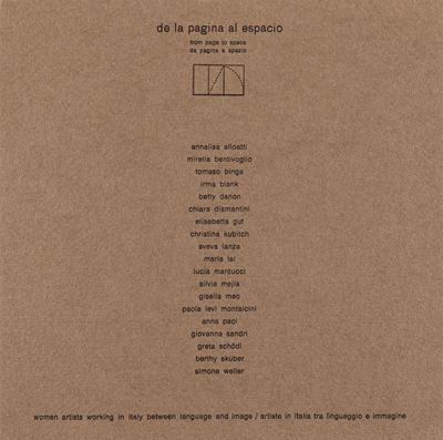 De la pagina al spazio. Artiste in Italia tra linguaggio e immagine, catalogo della mostra