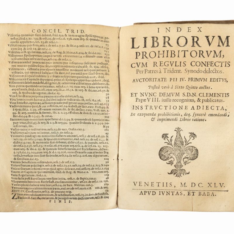 Canoni e decreti dei Sacrosanti concilii tridentini con Index librorum prohibitorum, Venezia, Giu...