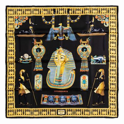 Rybaltchenko, Foulard Tutankhamun in seta su fondo nero