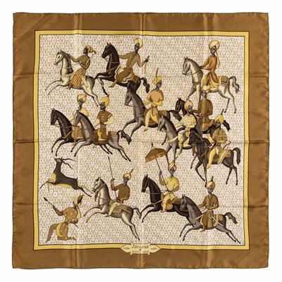 Maurice Tranchant, Foulard Ispahan in seta con bordo verde oliva