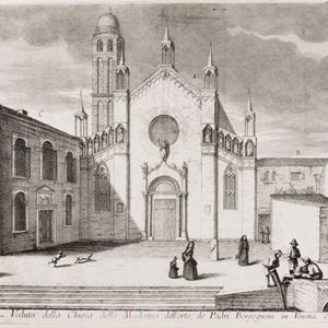 Incisione - Venezia - Lovisa, Domenico - Veduta della Chiesa della Madonna dell'Orto, de Padri Borgognoni in Venetia