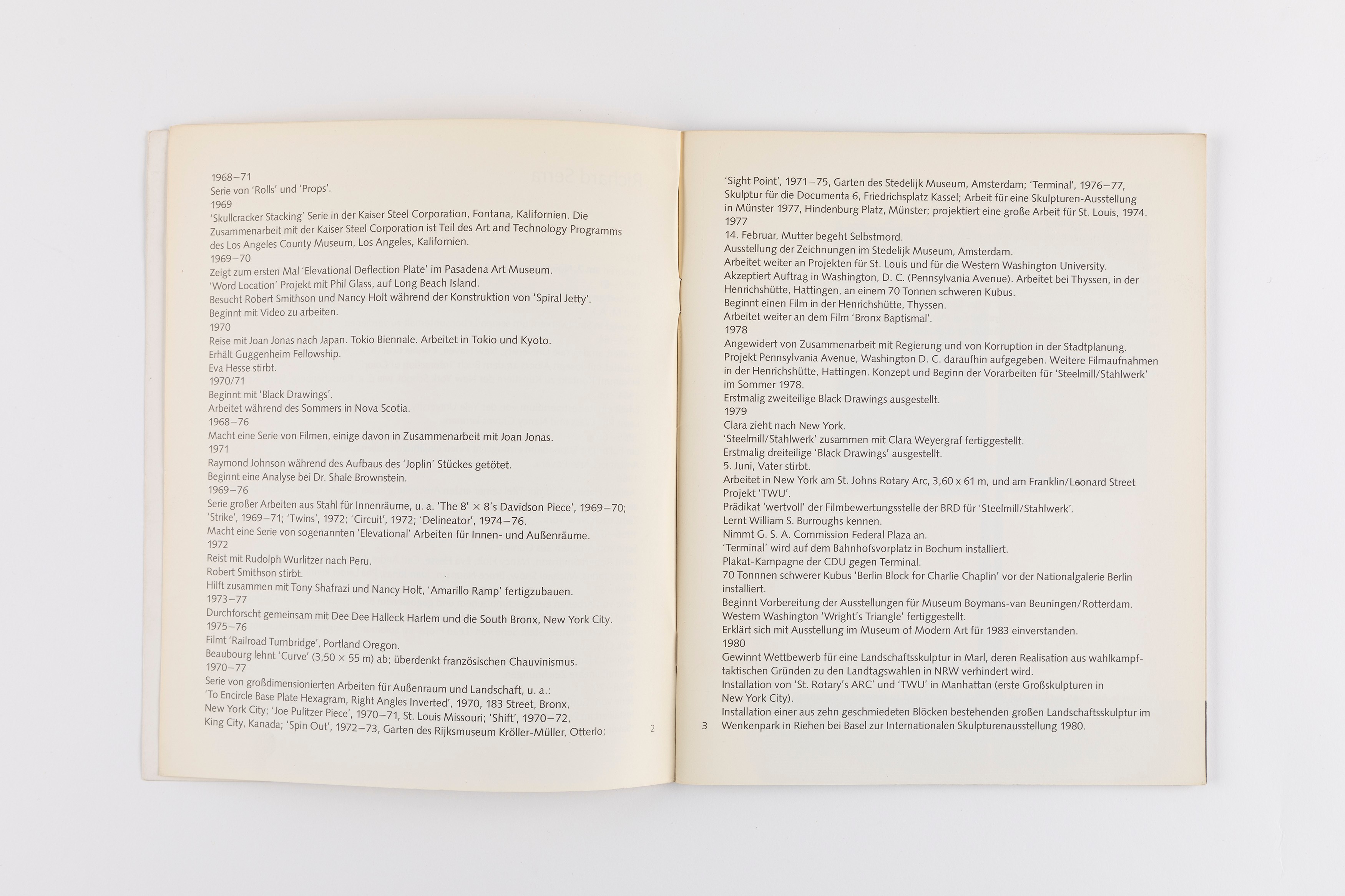 Richard Serra (rif.) - Catalogo della mostra presso Mönchehausmuseum, Goslar 1981