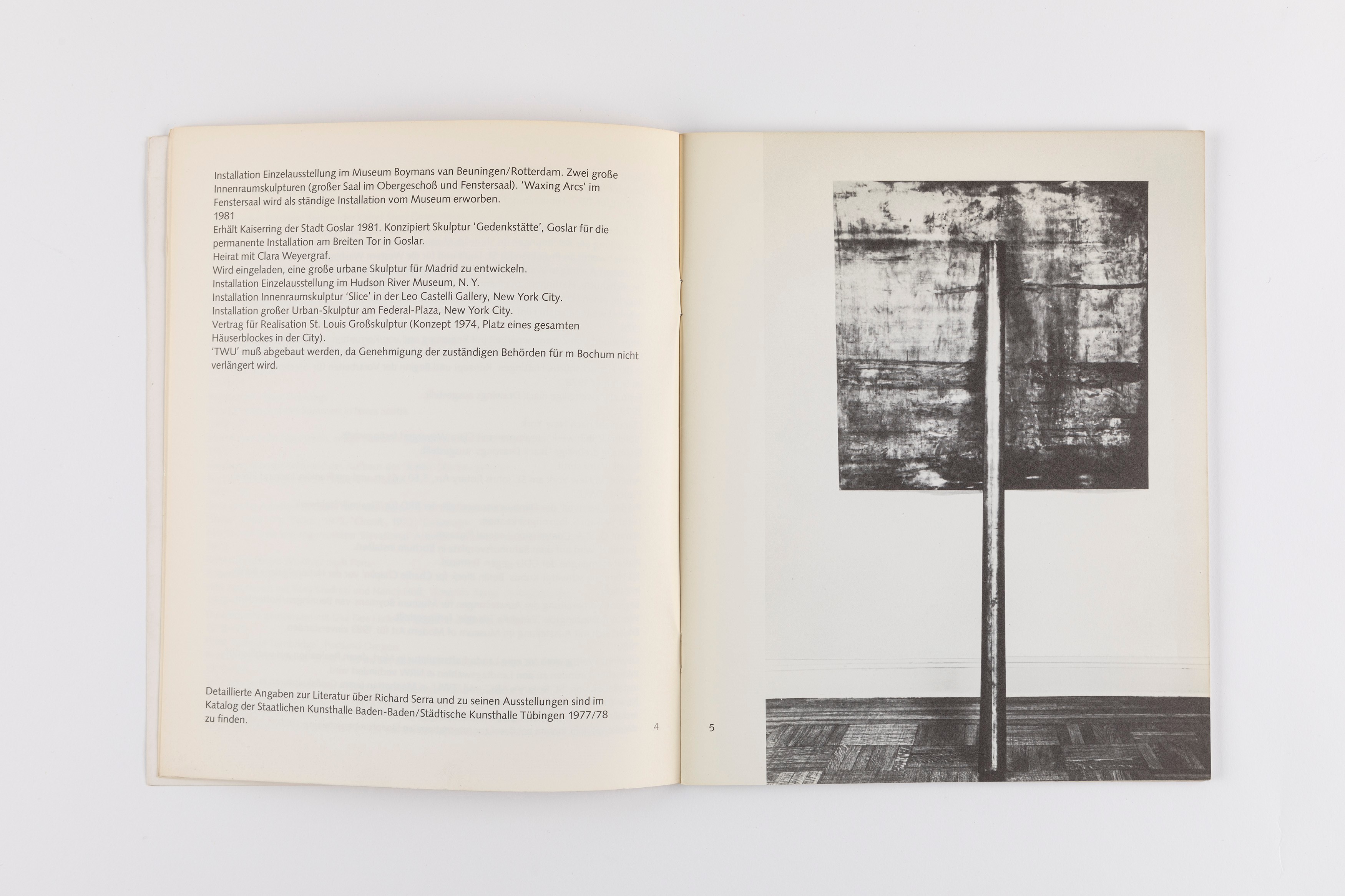 Richard Serra (rif.) - Catalogo della mostra presso Mönchehausmuseum, Goslar 1981