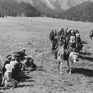 Kirghises women on horses