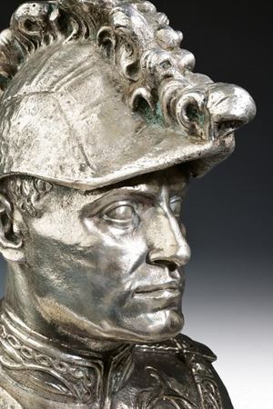 Busto in argento di Mussolini XX Sec., Militaria: Armi, Uniformi e  Decorazioni