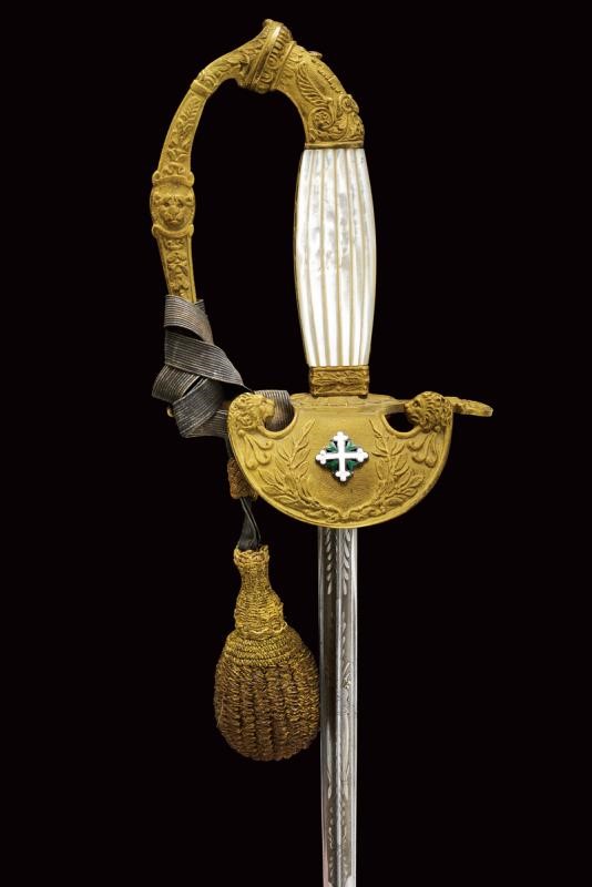 Raro Spadino da Cerimonia per Cavaliere Dell'ordine dei Santi Maurizio e Lazzaro