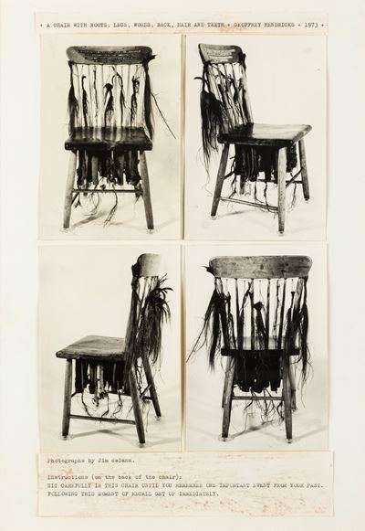 A Chair with Roots, Legs, Words, Back, Hair and Teeth, collage fotografico su cartoncino