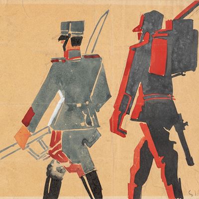 Due Soldati - Studio per Illustrazione, Probabilmente per "gli Avvenimenti"
