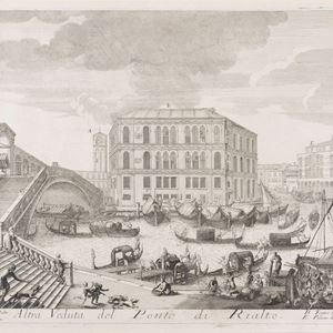 Incisione - Venezia -  Lovisa, Domenico - Altra veduta del ponte di rialto  
