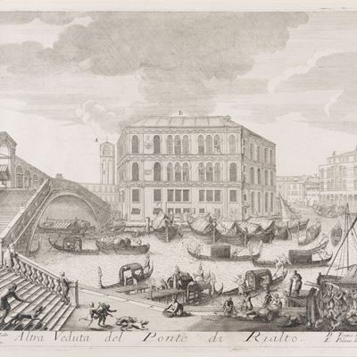 Altra veduta del ponte di Rialto, acquaforte e bulino