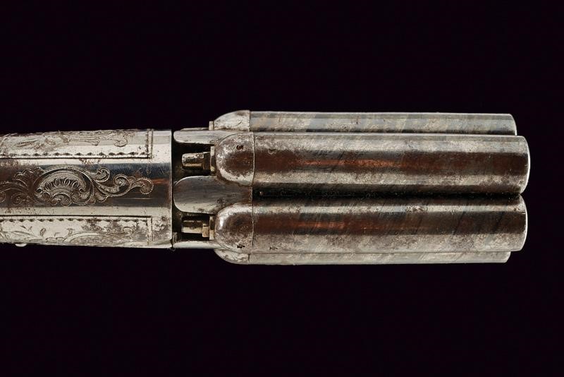 Mariette, Pepperbox a luminello con cinque canne, Belgio, 1855 circa