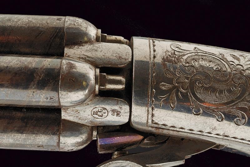 Mariette, Pepperbox a luminello con cinque canne, Belgio, 1855 circa