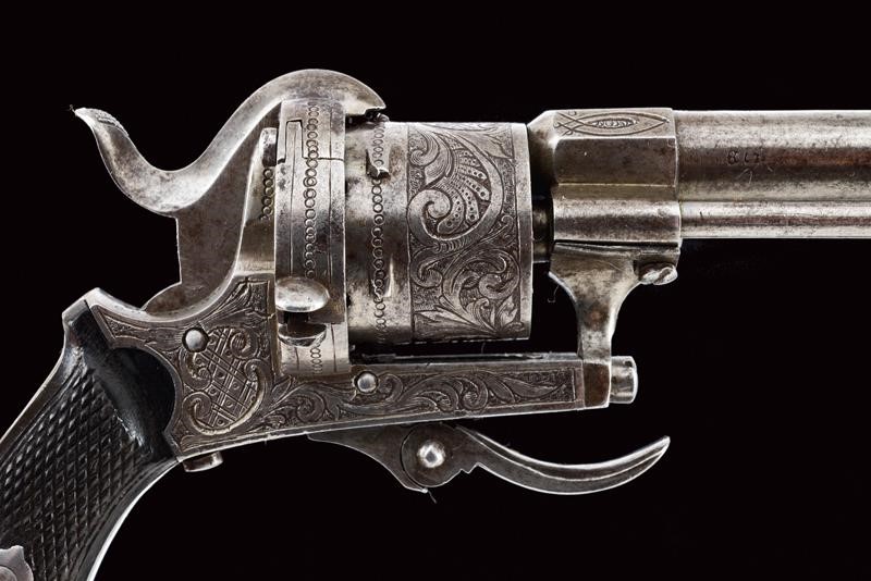 Belgio, Revolver a spillo con canna lunga, calibro 5 mm, circa 1870