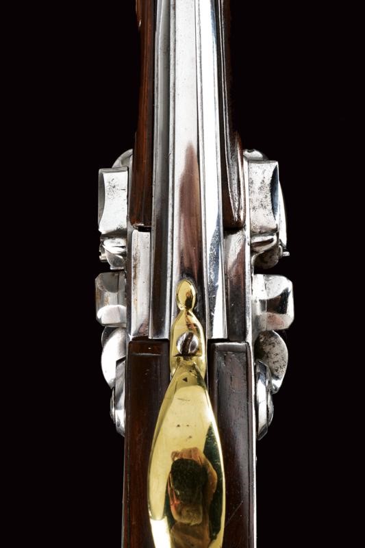 Pistola a pietra focaia a due canne sovrapposte, Olanda, prima metà del XVIII secolo