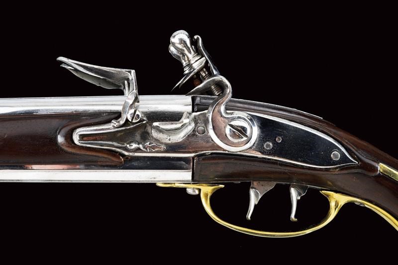 Pistola a pietra focaia a due canne sovrapposte, Olanda, prima metà del XVIII secolo