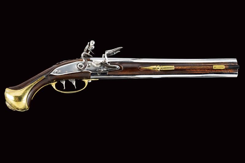 Pistola a pietra focaia a due canne sovrapposte, Olanda, prima metà del XVIII secolo
