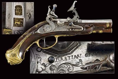 Bastian Giusti, Pistola alla fiorentina, Prima metà del XVIII Secolo, Firenze, lunghezza 22 cm