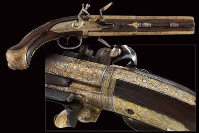 Pistola a pietra focaia a canne rotabili, Russia, XVIII Secolo