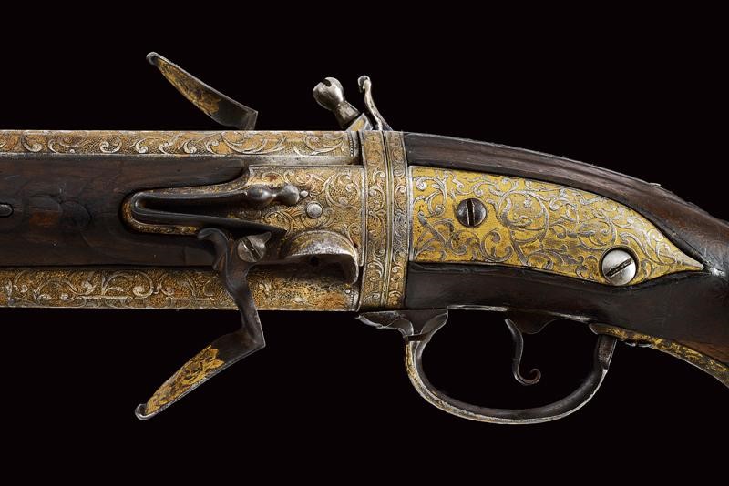 Pistola a pietra focaia a canne rotabili, Russia, XVIII Secolo