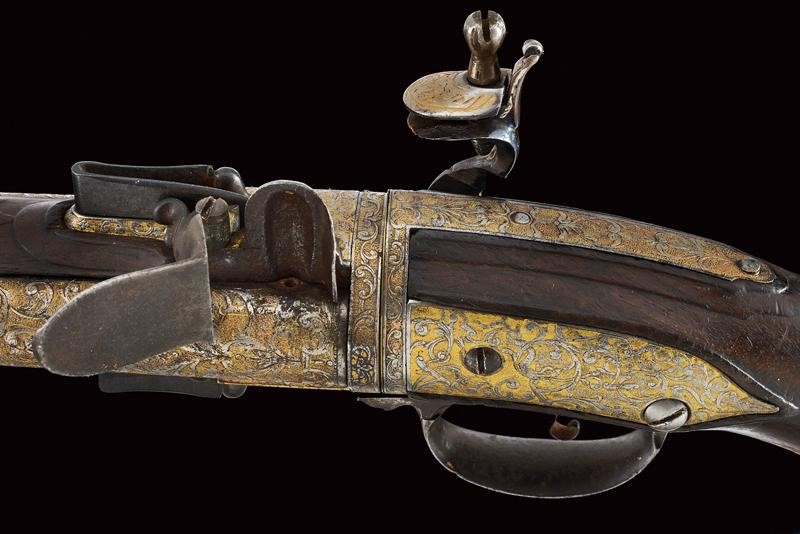 Pistola a pietra focaia a canne rotabili, Russia, XVIII Secolo