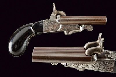 Piccola pistola a spillo a due canne, Francia, 1870 circa, cal. 7 mm