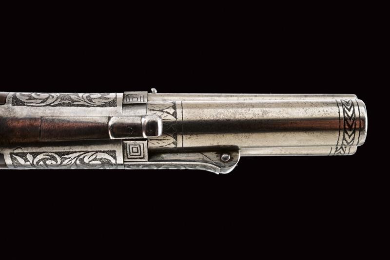 Francia, Rarissima pistola a spillo a due canne sovrapposte, cal. 7 mm
