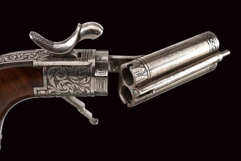 Francia, Rarissima pistola a spillo a due canne sovrapposte, cal. 7 mm
