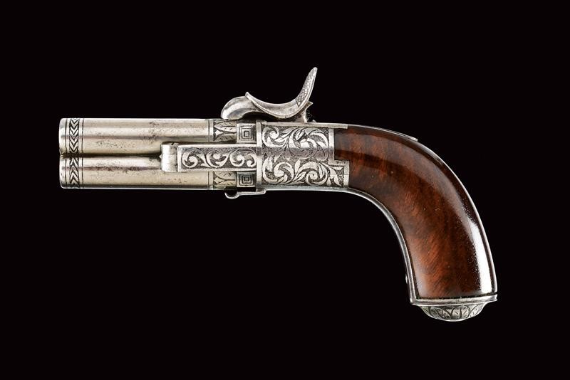 Francia, Rarissima pistola a spillo a due canne sovrapposte, cal. 7 mm