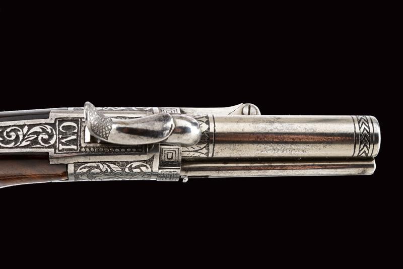 Francia, Rarissima pistola a spillo a due canne sovrapposte, cal. 7 mm
