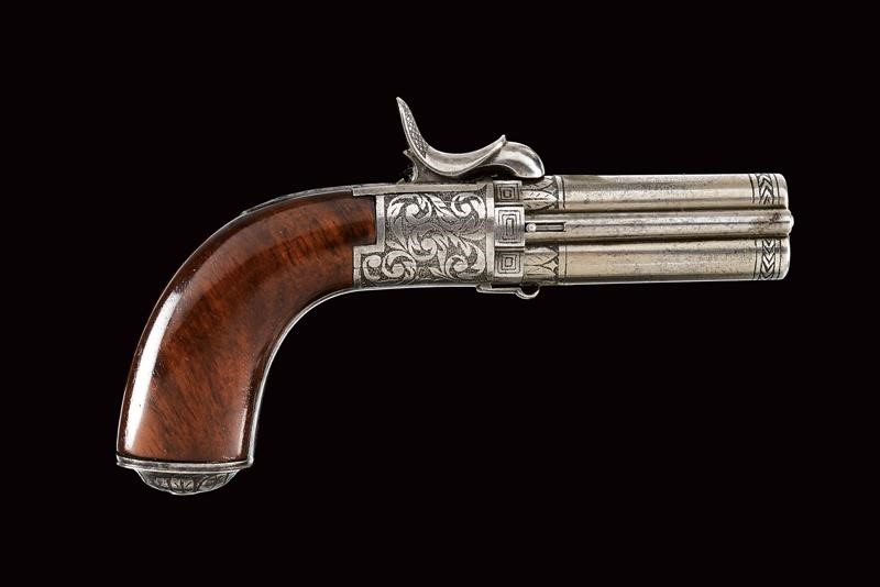 Francia, Rarissima pistola a spillo a due canne sovrapposte, cal. 7 mm