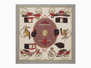Hermès - Les Voitures &#224; transformation silk twill scarf