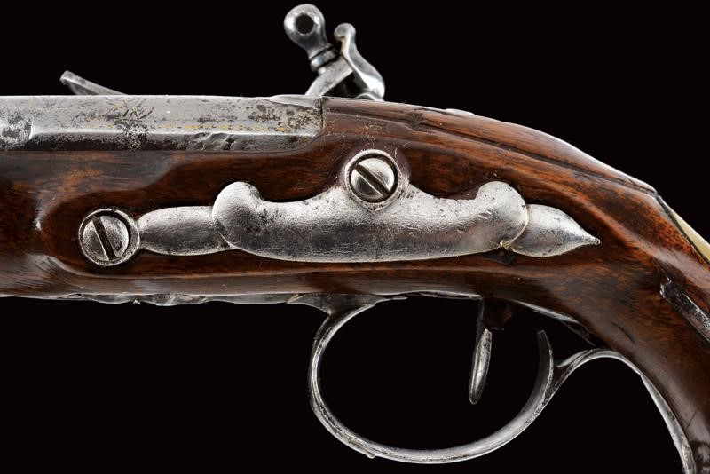 Pistola a pietra focaia, Francia, Seconda metà del XVIII secolo, lunghezza 18 cm