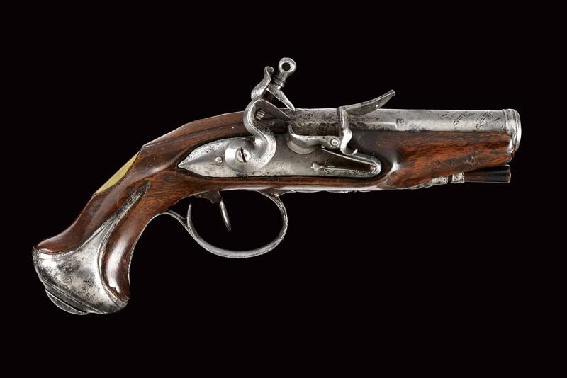 Pistola a pietra focaia, Francia, Seconda metà del XVIII secolo, lunghezza 18 cm