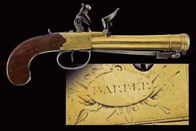 Barber, Pistola a pietra focaia da marina con baionetta a scatto, Londra, 1800 circa