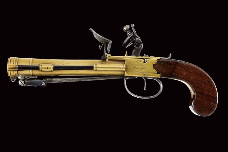 Barber, Pistola a pietra focaia da marina con baionetta a scatto, Londra, 1800 circa